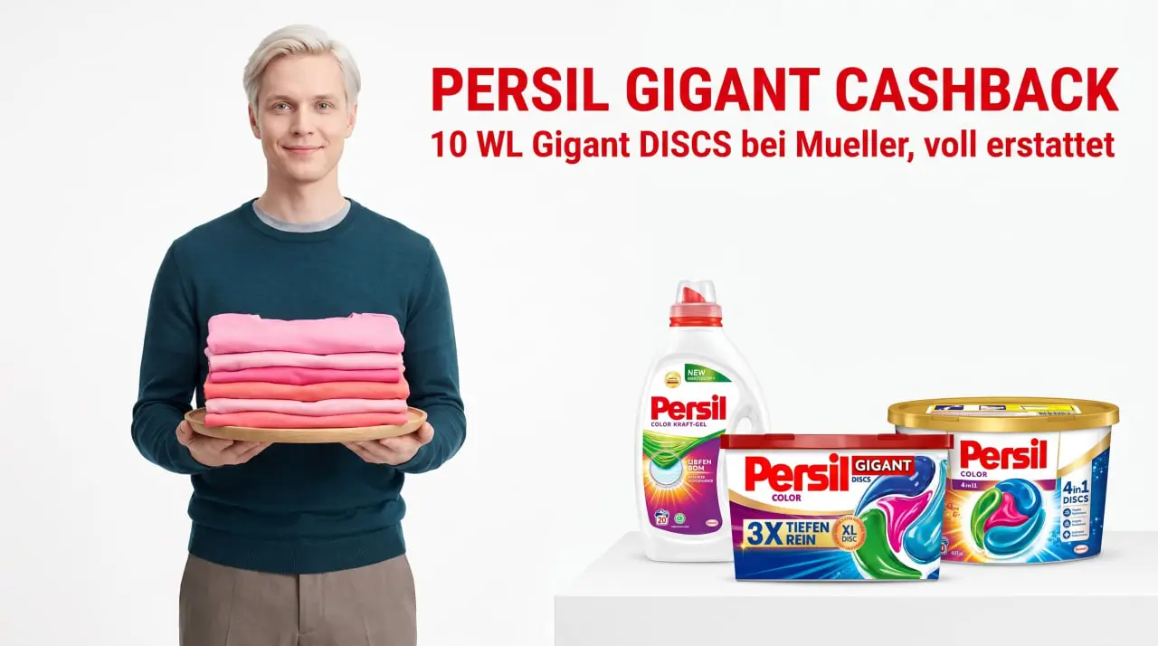 Persil Gigant Cashback: Gigant Discs mit Aktionshinweis aus der Geld-zurück-Aktion 2025